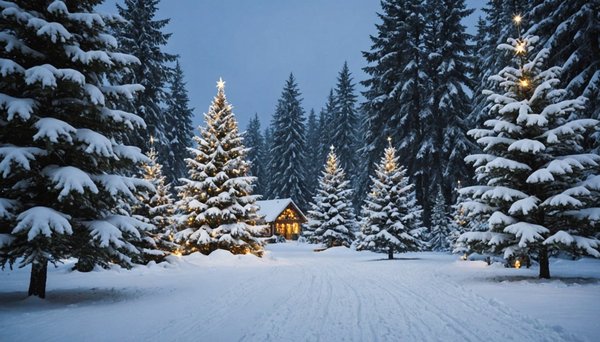 Sapins de Noël enneigés : magnez vos vitrines avec style